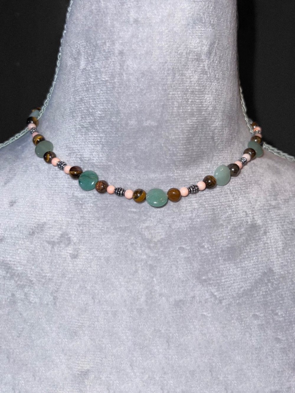 Green & Brown Beaded Choker